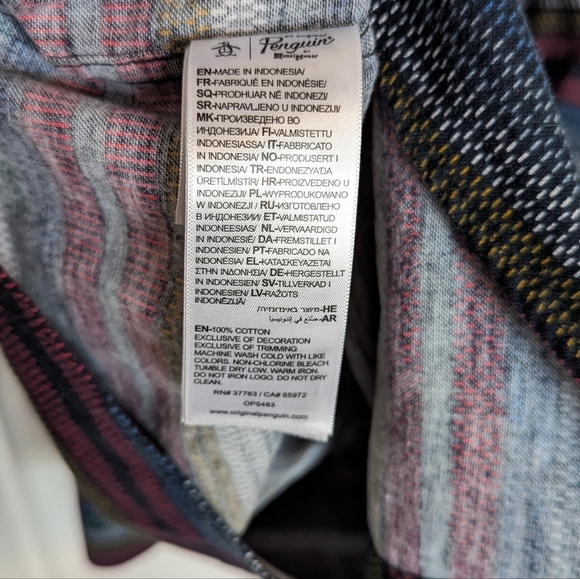 Original Penguin 100% Cotton Button Down Shirt sz XXL - Colorful Stripes - Picture 5 of 6